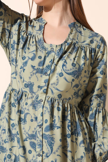 Women’s Mehendi Paisley Printed Tiered Maxi Dress