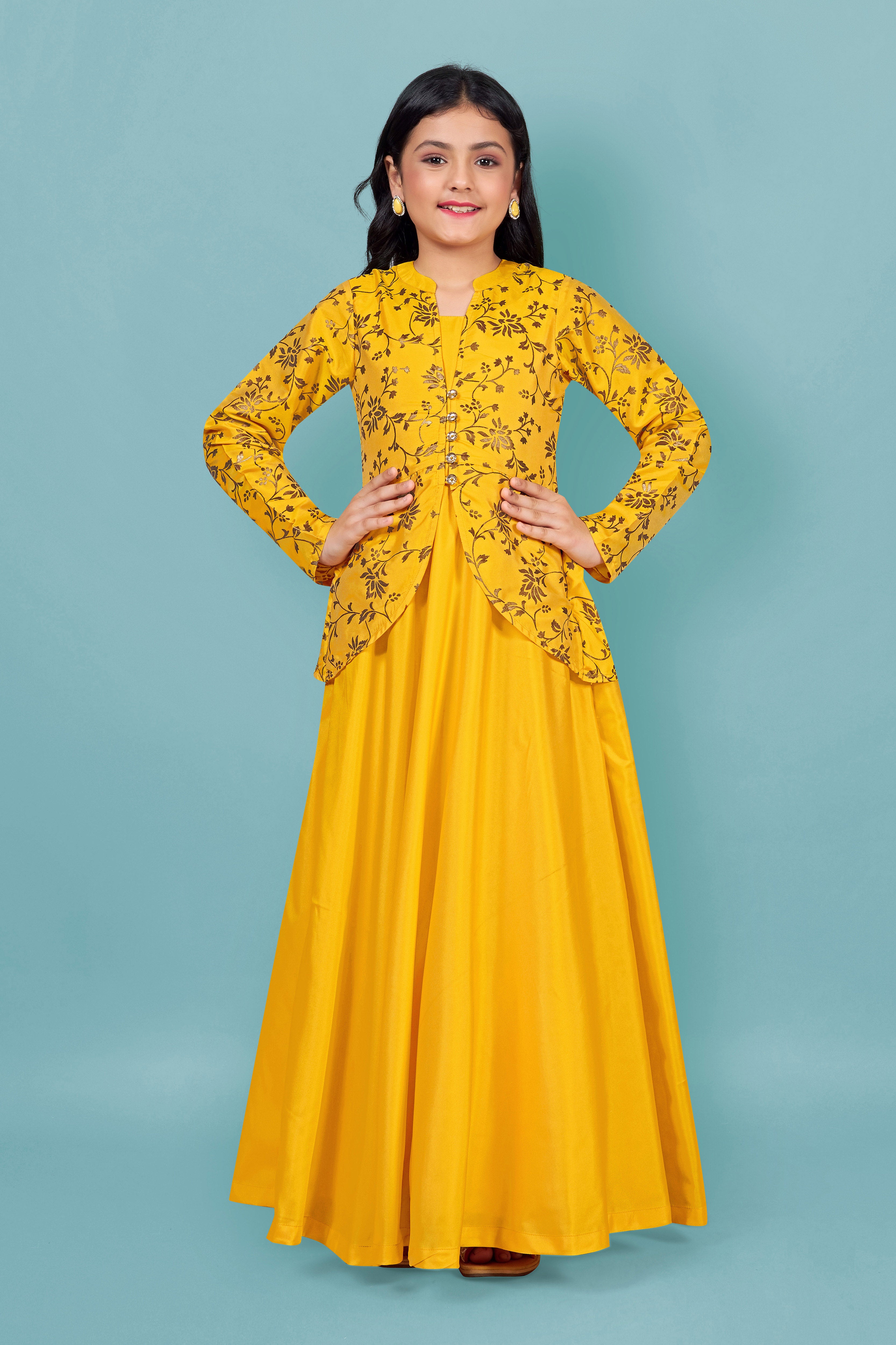 Summer Special Anarkali Dress In Vibrant Mustard Yellow - Ethnic Race