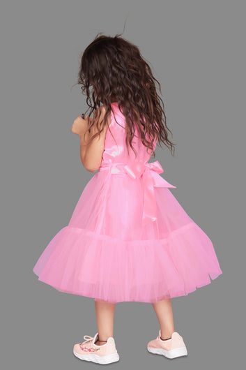 Baby Girl’s Ruffle Hem Flower Applique Party Dress/Frock