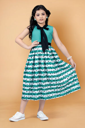 Girl’s Crepe Digital Printed Calf Length Dress