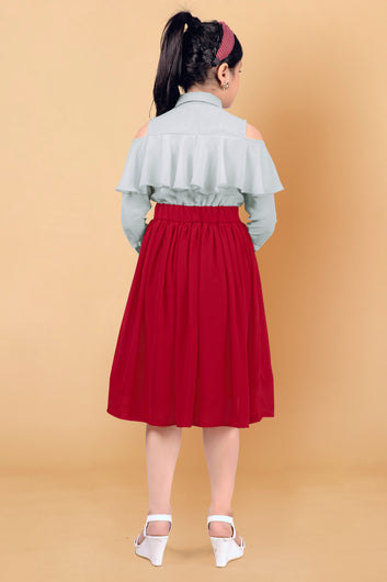 Girl's Georgette Shirt Style Calf Length Dress