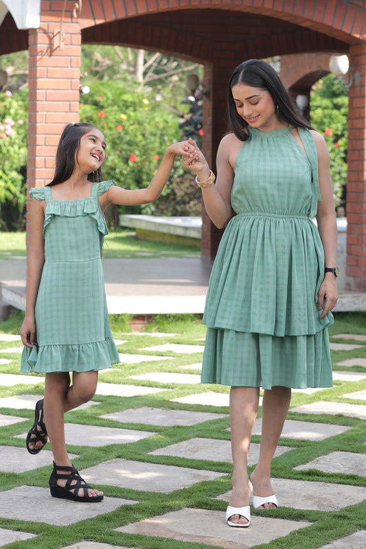 Pista checks pattern Mother-Daughter Dress