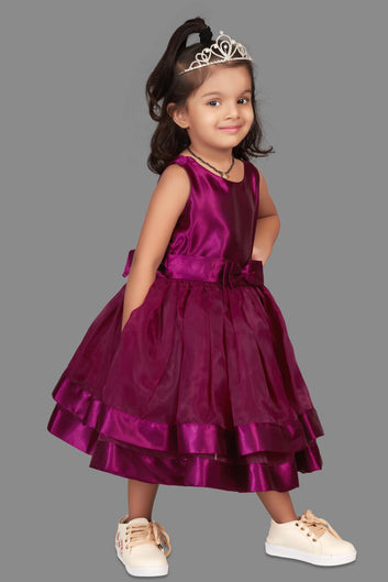 Baby Girl’s Bow Knot Layered Flared Midi Dress/Frock