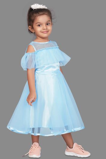 Baby Girl’s Ruffle Cold Shoulder Flared Midi Party Dress/Frock