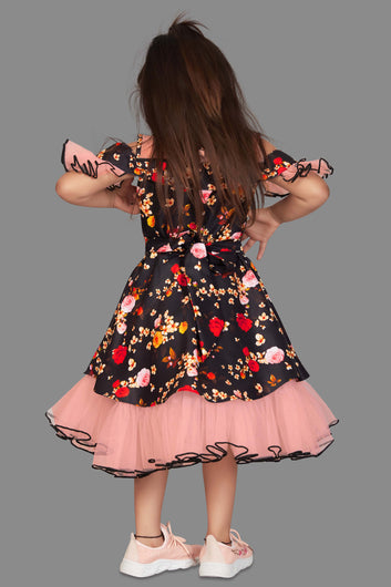 Girl’s Floral Digital Printed Midi Dress/Frock