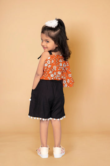 Toddler Girl's One Shoulder Top With Short Pant
