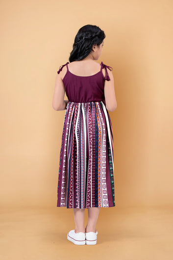 Girl’s Crepe Digital Print Calf Length Dress