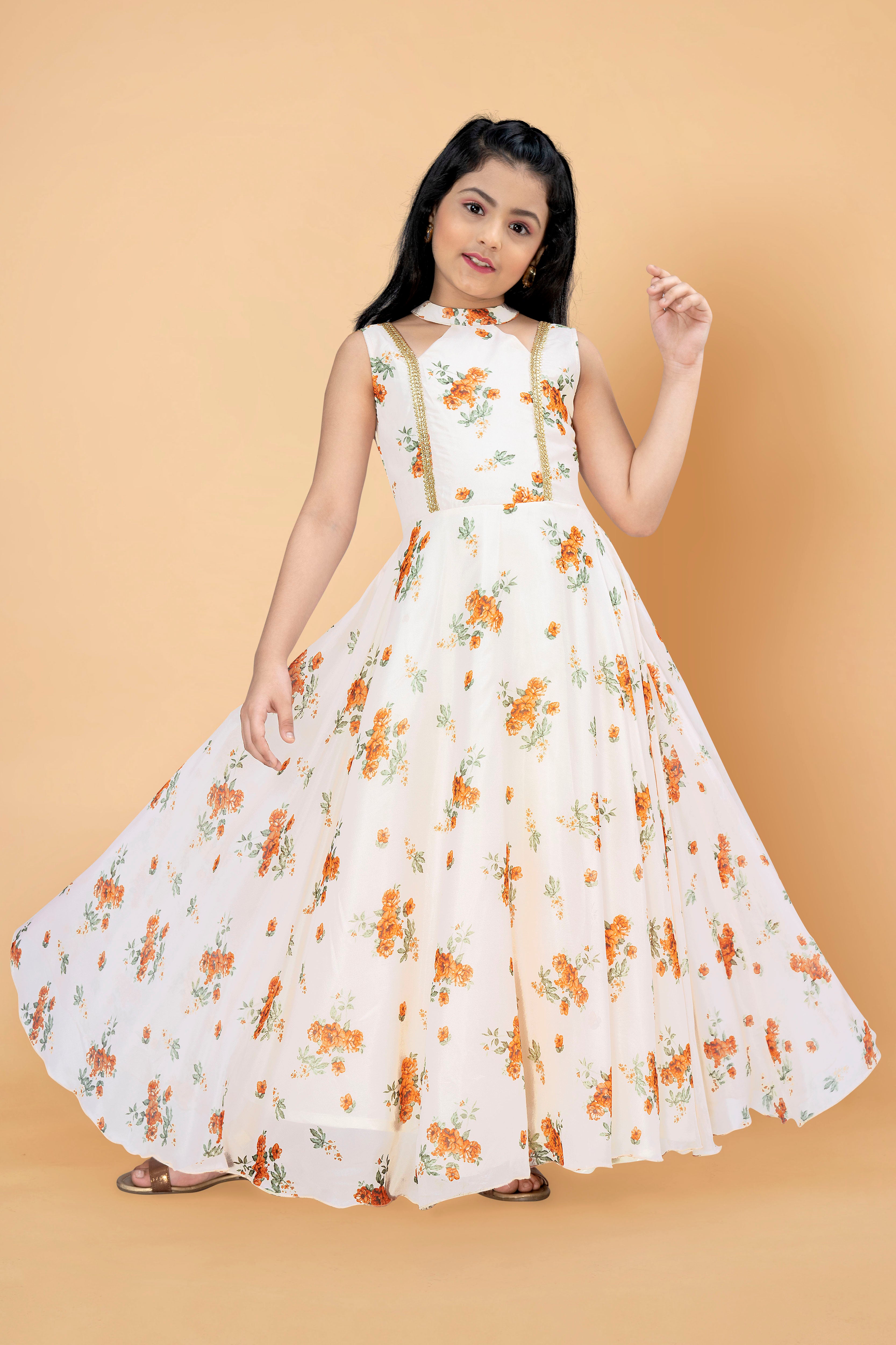 Flower Girl White Dress with Blue Silk Sash | Pepa London