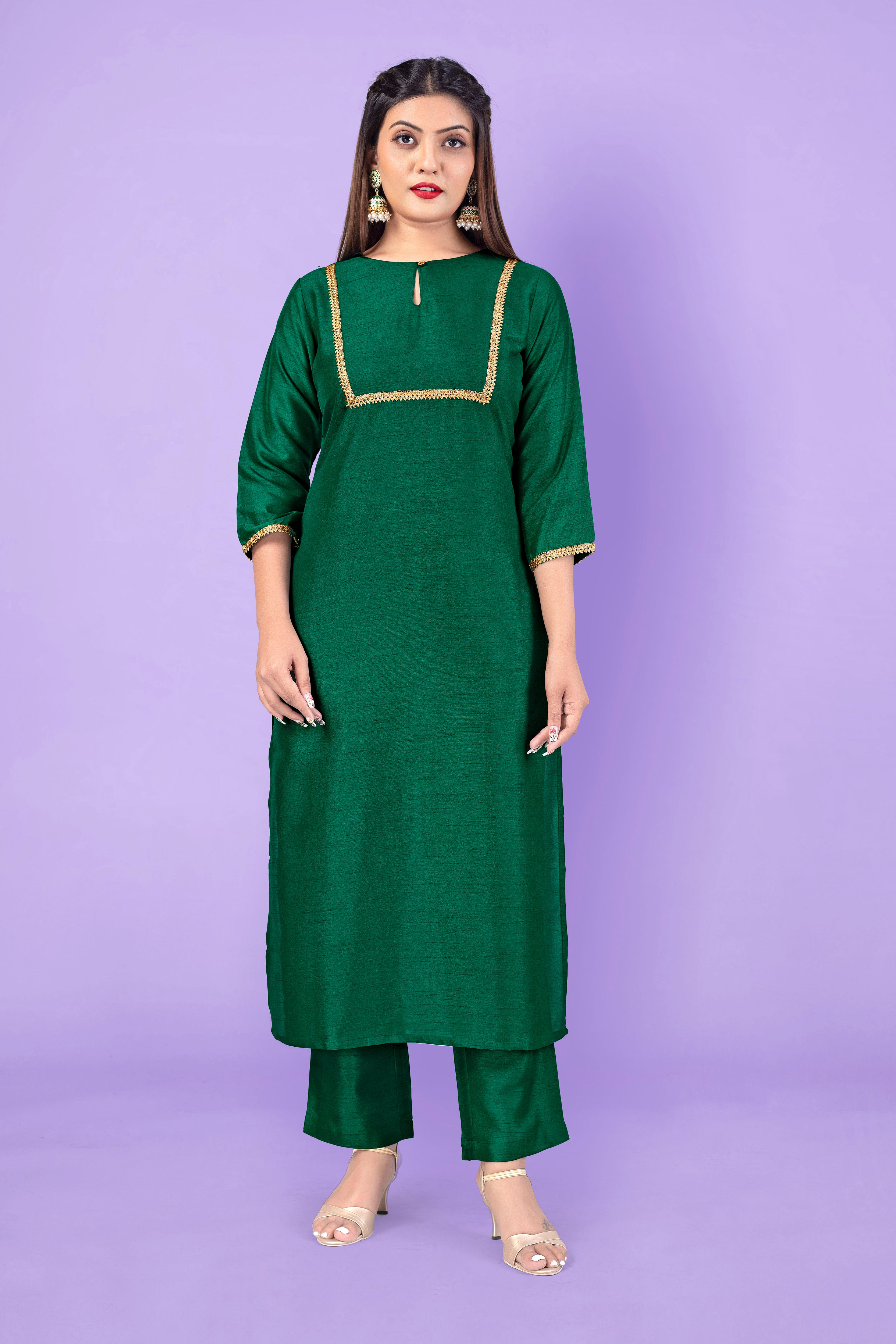 Dark Green Aari Work Kurtis Online Shopping for Women at Low Prices