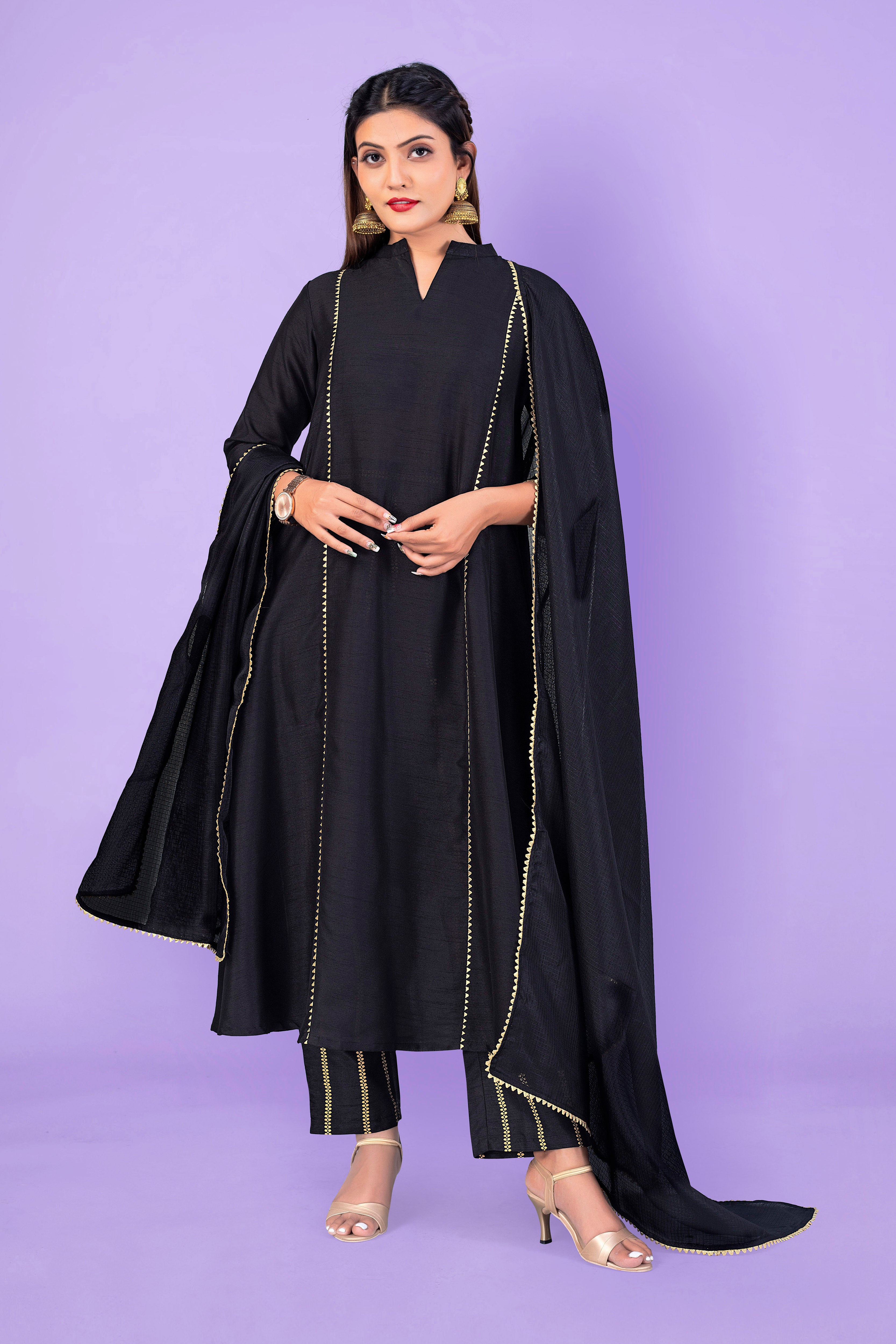 Black silk salwar outlet kameez