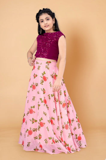 Girls Tabby Silk Printed Readymade Lehenga Choli