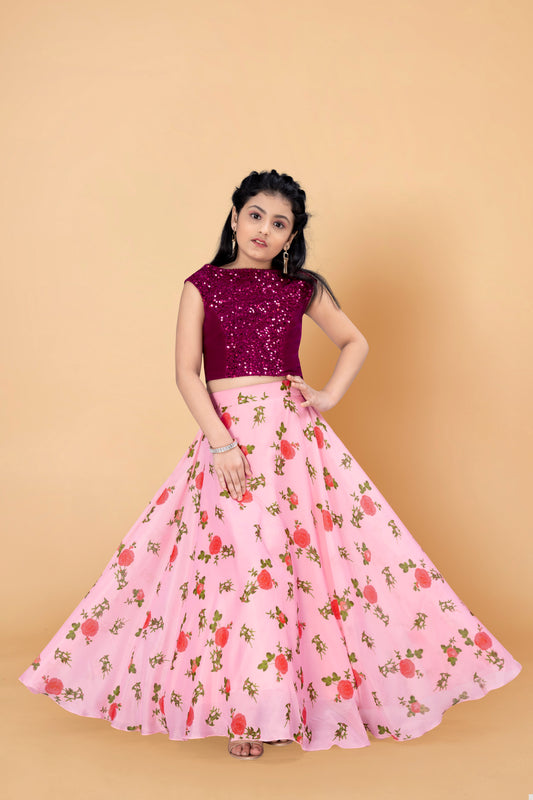 Girls Tabby Silk Printed Readymade Lehenga Choli