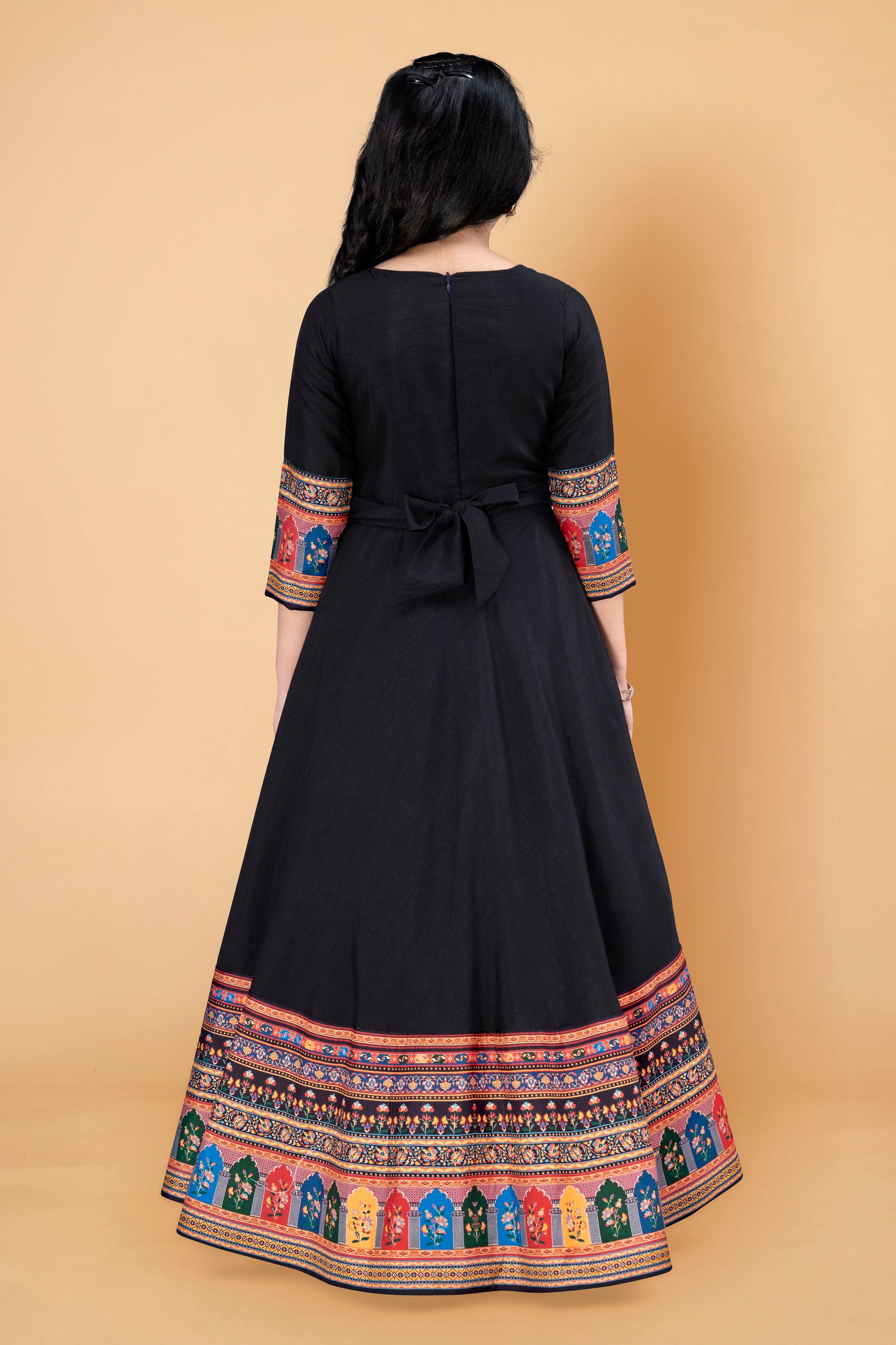 Buy Girls Crepe Silk Maxi Length Digital Printed Dress - Fashion Dream