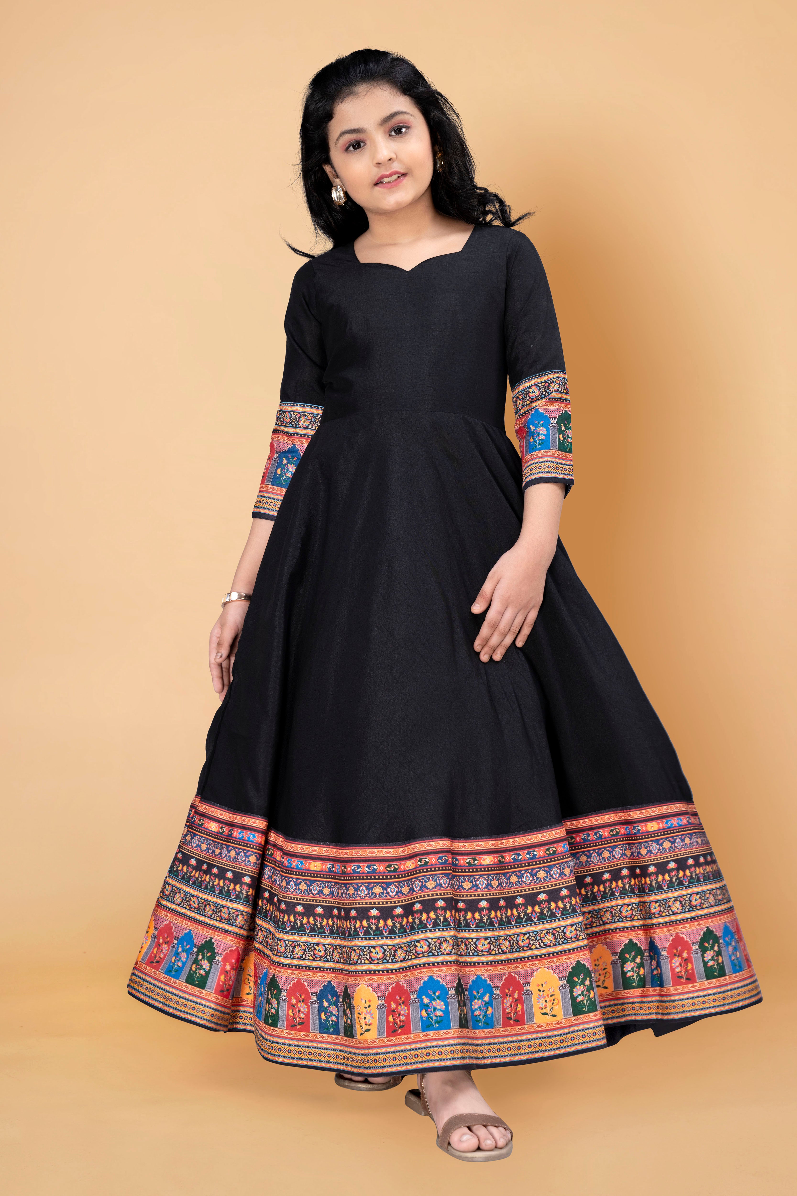 Kids Ethnic Girls Designer Gown Frock Dress – mahezon