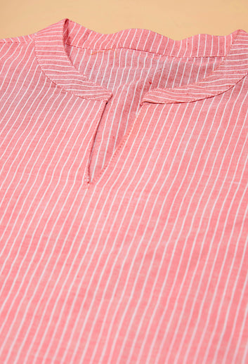 Women's Cotton Peach Stripe Printed Top
