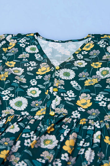 Women’s Dark Green BSY Polyester Floral Print Top