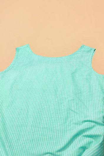 Women's Cotton Green Stripe Printed Top