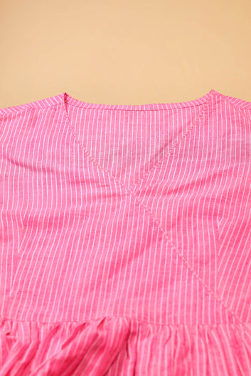 Women's Cotton Pink Stripe Printed Top