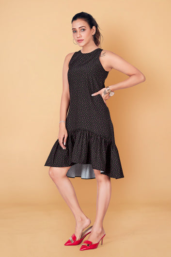 Women’s Black Polyester Blend Up and Down Dresses