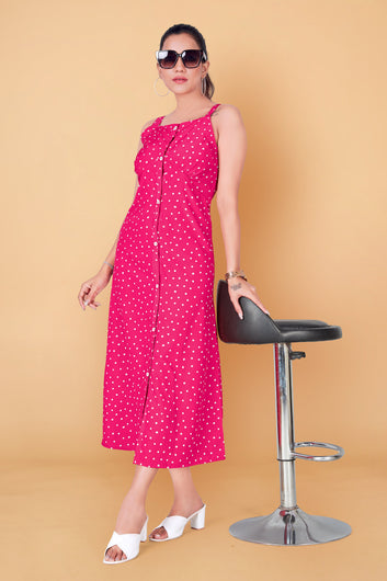 Women’s Pink Polyester Blend Front fastening Dresses