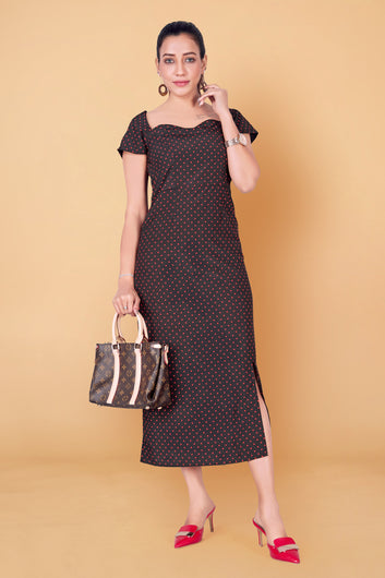 Women’s Black Polyester Blend A-Line Dresses