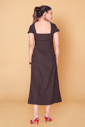 Women’s Black Polyester Blend A-Line Dresses