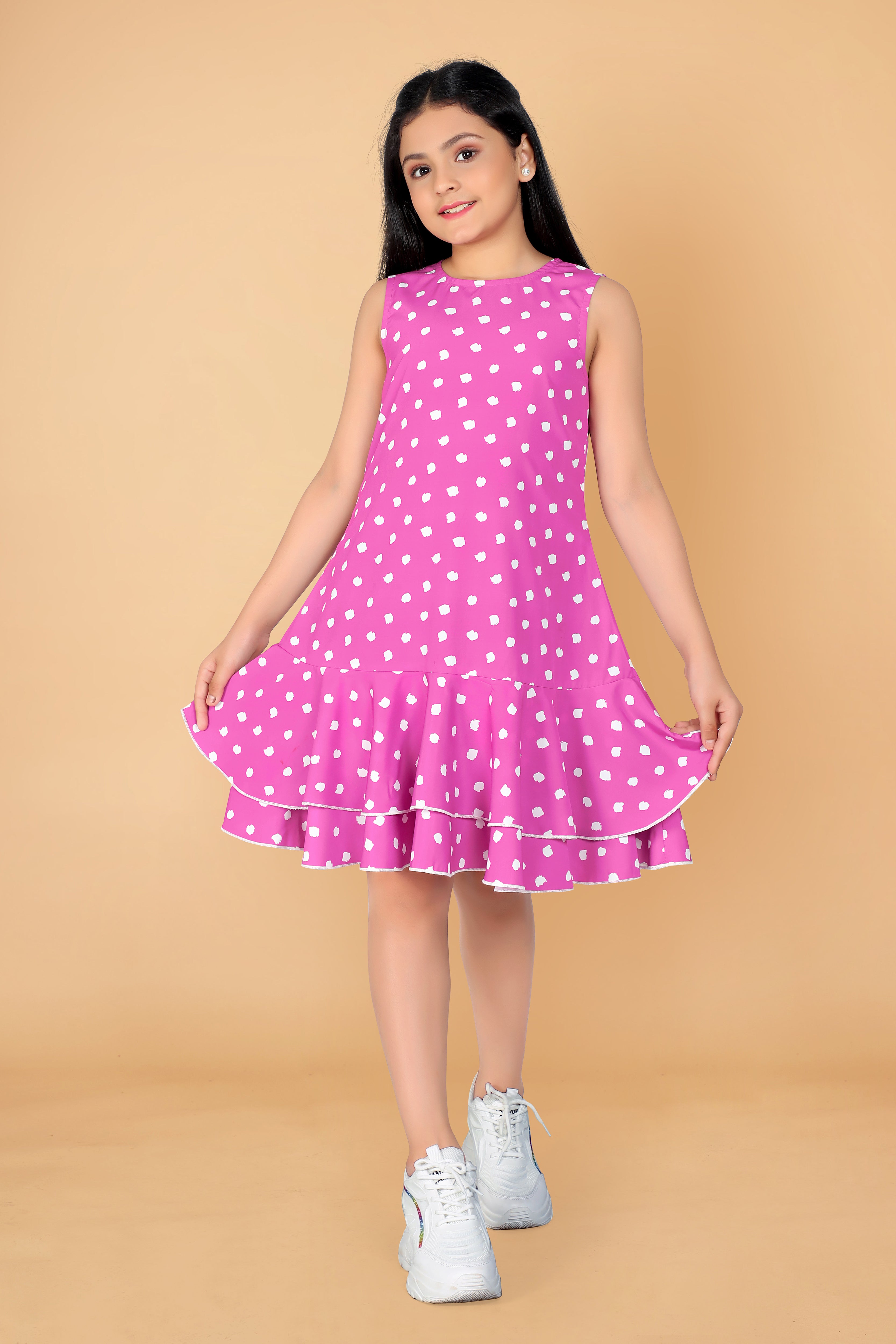 WILNERCROWN Floral Printed Cotton Flared Above Knee Length Dress for woment  & girls. - WILNERCROWN - 4167191