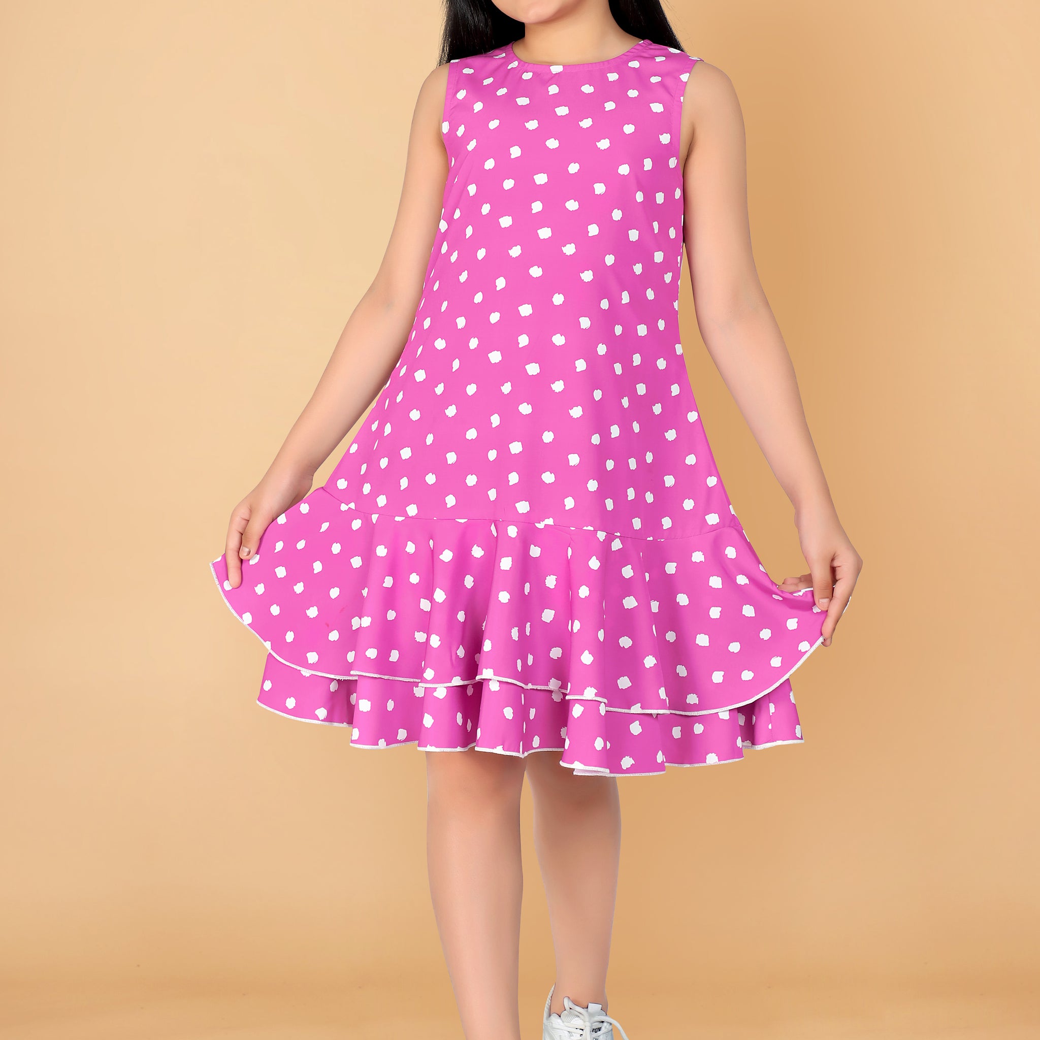 Girl’s Mauve Polyester Blend Knee Length Dresses