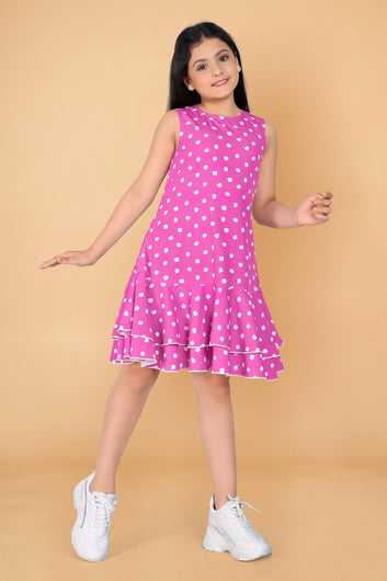 Girl’s Mauve Polyester Blend Knee Length Dresses