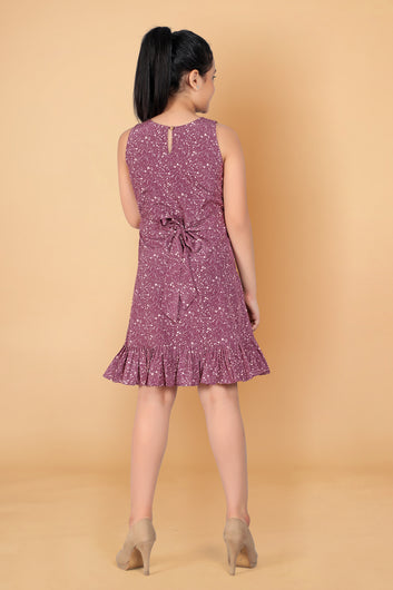 Girl’s Purple Polyester Blend Knee Length Dresses
