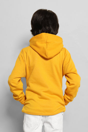 Boys Yellow Poly cotton Fleece Hooded Neck Sweatshirt