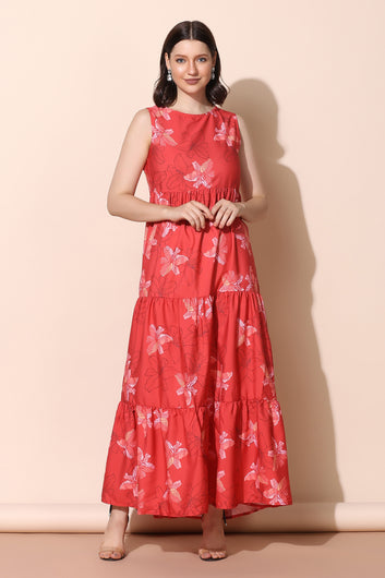Women’s Floral Print Tiered Maxi Dress