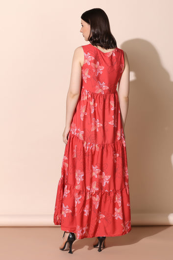 Women’s Floral Print Tiered Maxi Dress