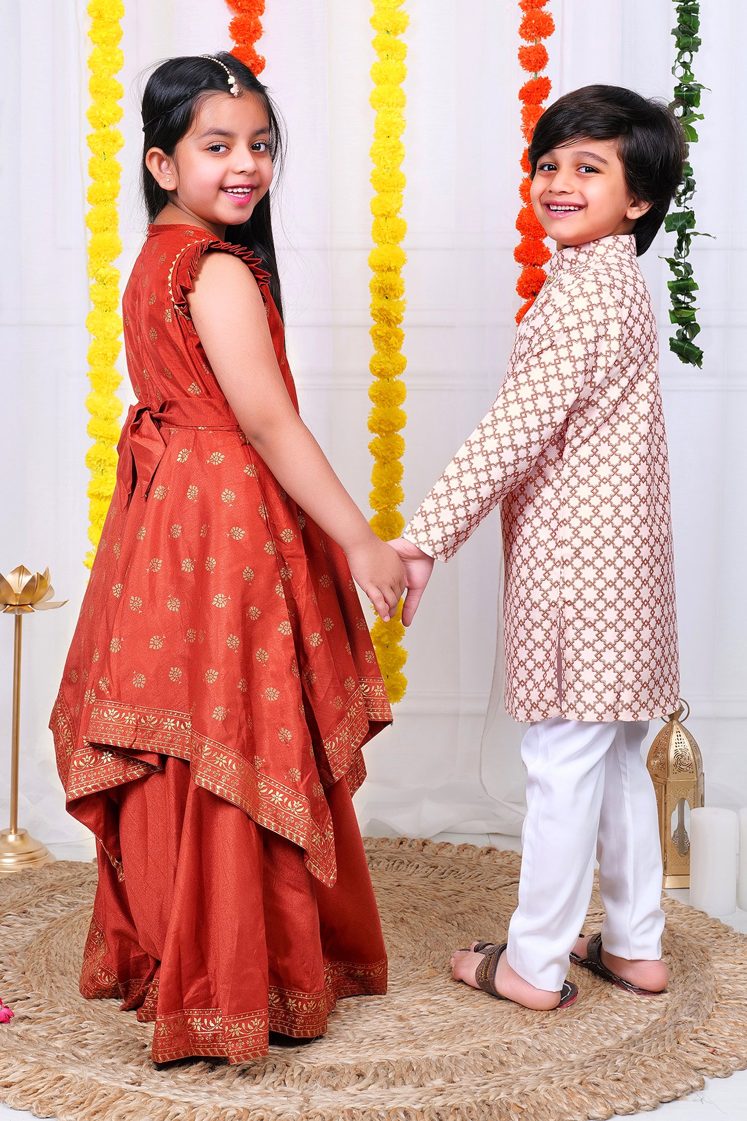 Yahvikidsluxurywear on Instagram: “brother and sister matching duo in  traditional hues of Banarasi from @… | Kids blouse designs, Kids blouse,  Kids designer dresses