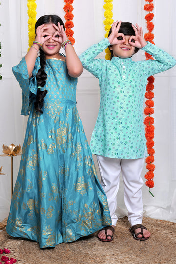 Brother And Sister Floral Print Combo Set