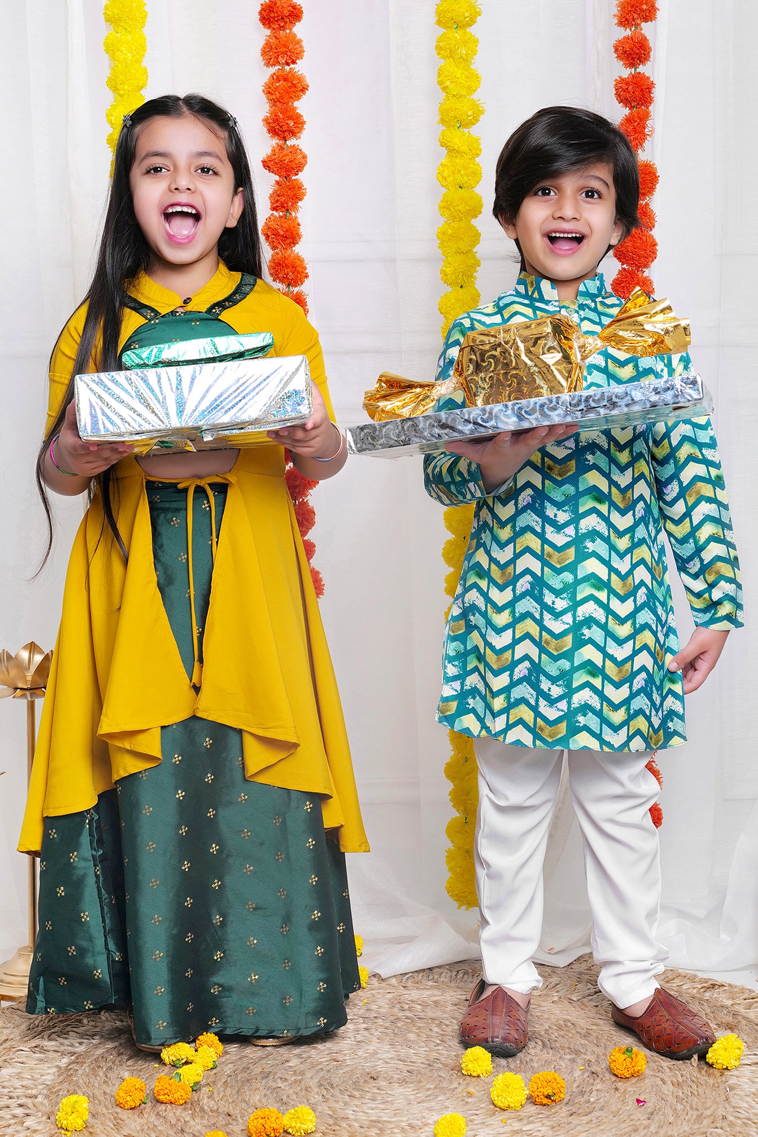Ethnic Wear Combo Set for Brother and Sister 01