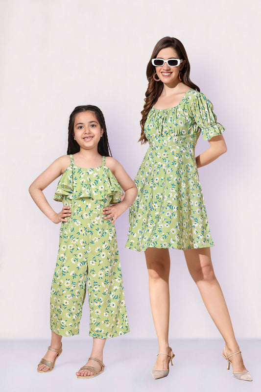 Pista Floral Printed Mother And Daughter Set